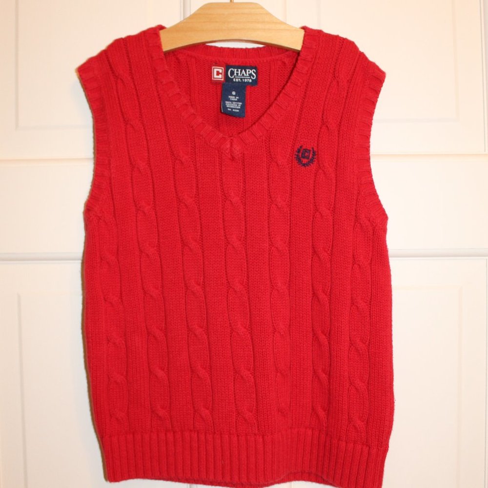Sz 6, 8 Chaps Red Sweater Vest knit